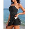 imageAmerican Trends One Piece Swim Dress for Women Swimsuits Tummy Control Modest Bathing Suits Ribbed Swim SkirtBlack