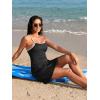 imageAmerican Trends One Piece Swim Dress for Women Swimsuits Tummy Control Modest Bathing Suits Ribbed Swim SkirtBlack