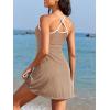 imageAmerican Trends One Piece Swim Dress for Women Swimsuits Tummy Control Modest Bathing Suits Ribbed Swim SkirtCoffee