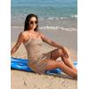 imageAmerican Trends One Piece Swim Dress for Women Swimsuits Tummy Control Modest Bathing Suits Ribbed Swim SkirtCoffee