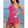 imageAmerican Trends One Piece Swim Dress for Women Swimsuits Tummy Control Modest Bathing Suits Ribbed Swim SkirtHot Pink
