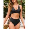 imageAmerican Trends Womens Bathing Suits Adjustable Bikini Swimsuits Padded V Neck Two Piece Wide Straps High Waisted SwimwearBlack