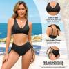 imageAmerican Trends Womens Bathing Suits Adjustable Bikini Swimsuits Padded V Neck Two Piece Wide Straps High Waisted SwimwearBlack