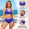 imageAmerican Trends Womens Bathing Suits Adjustable Bikini Swimsuits Padded V Neck Two Piece Wide Straps High Waisted SwimwearBlue