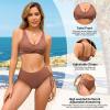imageAmerican Trends Womens Bathing Suits Adjustable Bikini Swimsuits Padded V Neck Two Piece Wide Straps High Waisted SwimwearBrown