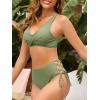 imageAmerican Trends Womens Bathing Suits Adjustable Bikini Swimsuits Padded V Neck Two Piece Wide Straps High Waisted SwimwearGreen
