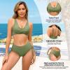 imageAmerican Trends Womens Bathing Suits Adjustable Bikini Swimsuits Padded V Neck Two Piece Wide Straps High Waisted SwimwearGreen