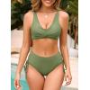 imageAmerican Trends Womens Bathing Suits Adjustable Bikini Swimsuits Padded V Neck Two Piece Wide Straps High Waisted SwimwearGreen