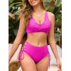 imageAmerican Trends Womens Bathing Suits Adjustable Bikini Swimsuits Padded V Neck Two Piece Wide Straps High Waisted SwimwearHot Pink