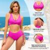 imageAmerican Trends Womens Bathing Suits Adjustable Bikini Swimsuits Padded V Neck Two Piece Wide Straps High Waisted SwimwearHot Pink