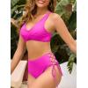 imageAmerican Trends Womens Bathing Suits Adjustable Bikini Swimsuits Padded V Neck Two Piece Wide Straps High Waisted SwimwearHot Pink