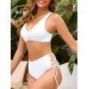 imageAmerican Trends Womens Bathing Suits Adjustable Bikini Swimsuits Padded V Neck Two Piece Wide Straps High Waisted SwimwearWhite