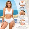 imageAmerican Trends Womens Bathing Suits Adjustable Bikini Swimsuits Padded V Neck Two Piece Wide Straps High Waisted SwimwearWhite