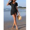 imageAmerican Trends Womens Tummy Control Swim Dress One Piece Swimsuit for Women Modest Swimsuit with Skit Ruffled SwimwearBlack
