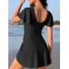 imageAmerican Trends Womens Tummy Control Swim Dress One Piece Swimsuit for Women Modest Swimsuit with Skit Ruffled SwimwearBlack