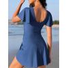 imageAmerican Trends Womens Tummy Control Swim Dress One Piece Swimsuit for Women Modest Swimsuit with Skit Ruffled SwimwearNavy Blue