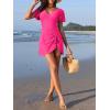 imageAmerican Trends Womens Tummy Control Swim Dress One Piece Swimsuit for Women Modest Swimsuit with Skit Ruffled SwimwearRose Red