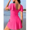 imageAmerican Trends Womens Tummy Control Swim Dress One Piece Swimsuit for Women Modest Swimsuit with Skit Ruffled SwimwearRose Red
