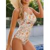 imageOne Piece Swimsuit for Women Tummy Control Bathing Suits Vintage Modest SwimwearOrange Flower