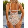imageOne Piece Swimsuit for Women Tummy Control Bathing Suits Vintage Modest SwimwearOrange Flower