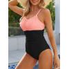 imageOne Piece Swimsuit for Women Tummy Control Bathing Suits Vintage Modest SwimwearPink Black Splice