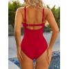 imageOne Piece Swimsuit for Women Tummy Control Bathing Suits Vintage Modest SwimwearRed