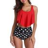 imageAmerican Trends High Waisted Bikini Sets Ruffled Flounce 2 Piece Bathing Suit Plus Size Tankini Swimsuits for Women SexyRed Dots