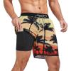 imageAmerican Trends Mens Swim Trunks with Compression Liner Quick Dry Beach Shorts for Men with Pockets Beach Wear ClothingCoconut Tree