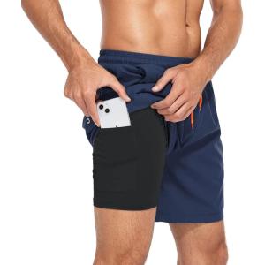 imageAmerican Trends Mens Swim Trunks Compression Lined Swim Shorts for Outdoor Bathing Suit ShortsZ Navy