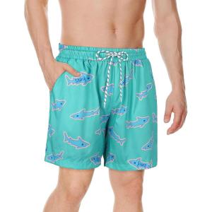 imageAmerican Trends Mens Swim Trunks with Compression Liner Quick Dry Beach Shorts for Men with Pockets Beach Wear ClothingGreen Shark