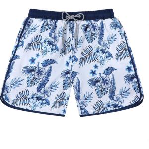 imageAmerican Trends Mens Swim Trunks with Compression Liner Quick Dry Beach Shorts for Men with Pockets Beach Wear ClothingLeaves Blue