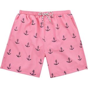 imageAmerican Trends Mens Swim Trunks with Compression Liner Quick Dry Beach Shorts for Men with Pockets Beach Wear ClothingPink Shark