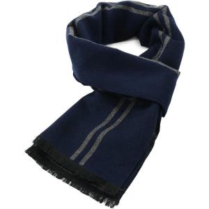 imageAmerican Trends Mens Winter Warm Long Soft Scarf Plaid Tassel Scarf for Men Soft Classic ScarvesBlue  Grey Stripe