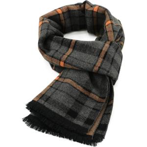 imageAmerican Trends Mens Winter Warm Long Soft Scarf Plaid Tassel Scarf for Men Soft Classic ScarvesOrange Stripe