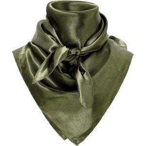 imageAmerican Trends Wild Rag Cowboy Scarf for Men 35 Inch Western Head Scarf Silk Feeling Cowboy Scarves Neck BandanaArmy Green