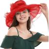 image2025 KentuckyDerby Fascinators Hats for Women Church Tea Party Hats AccessoriesA Red