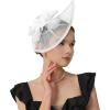 image2025 KentuckyDerby Fascinators Hats for Women Tea Party Hats Headwear Hair Clip for Wedding ChurchA White