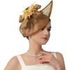 image2025 KentuckyDerby Fascinators Hats for Women Tea Party Hats Headwear Hair Clip for Wedding ChurchGold