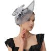 image2025 KentuckyDerby Fascinators Hats for Women Tea Party Hats Headwear Hair Clip for Wedding ChurchGray