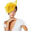 image2025 KentuckyDerby Fascinators Hats for Women Tea Party Hats Headwear Hair Clip for Wedding ChurchYellow