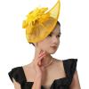 image2025 KentuckyDerby Fascinators Hats for Women Tea Party Hats Headwear Hair Clip for Wedding ChurchYellow
