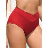 imageAmerican Trends High Waisted Bikini Bottoms for Women Tummy Control Full Coverage Bathing Suit Swim Swimsuit BottomsRed
