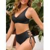 imageAmerican Trends Womens High Waisted Adjustable Bathing Suits Padded V Neck Wide Straps Bikini Set Two Piece SwimsuitsBlack
