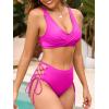 imageAmerican Trends Womens High Waisted Adjustable Bathing Suits Padded V Neck Wide Straps Bikini Set Two Piece SwimsuitsHot Pink