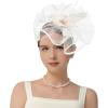 imageKentuckyDerby Fascinators Hat Tea Party Wedding Church Hat Headwear Hair Clip 2025A White