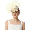 imageKentuckyDerby Fascinators Hat Tea Party Wedding Church Hat Headwear Hair Clip 2025Beige