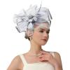 imageKentuckyDerby Fascinators Hat Tea Party Wedding Church Hat Headwear Hair Clip 2025Gray