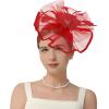 imageKentuckyDerby Fascinators Hat Tea Party Wedding Church Hat Headwear Hair Clip 2025Red