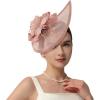 image2025 KentuckyDerby Fascinators Hats for Women Tea Party Hats Headwear Hair Clip for Wedding ChurchPink