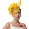 image2025 KentuckyDerby Fascinators Hats for Women Tea Party Hats Headwear Hair Clip for Wedding ChurchYellow